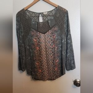 Chic Women's Blouse - Gray and Pink